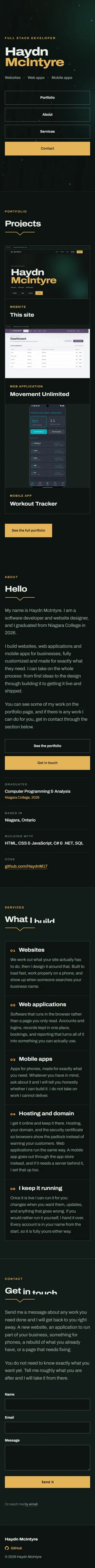 The same home page on a phone.